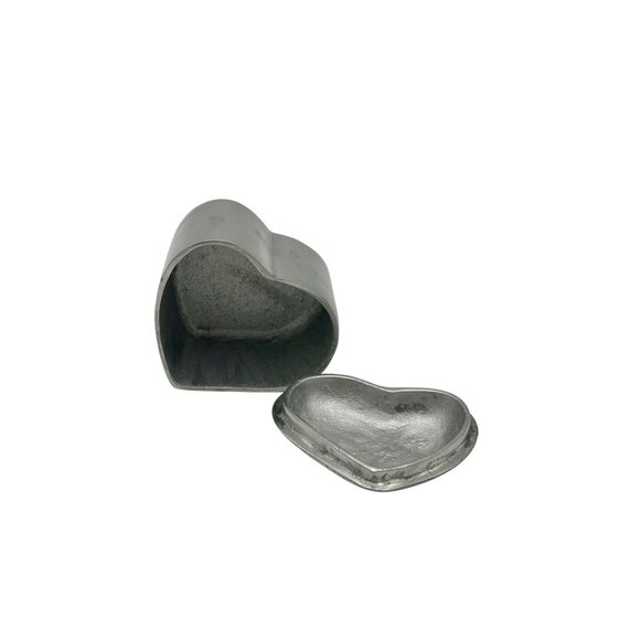 Trinket Box Shiny Heart Shaped Chrome Metal Lid Keepsake Storage - Picture 6 of 6